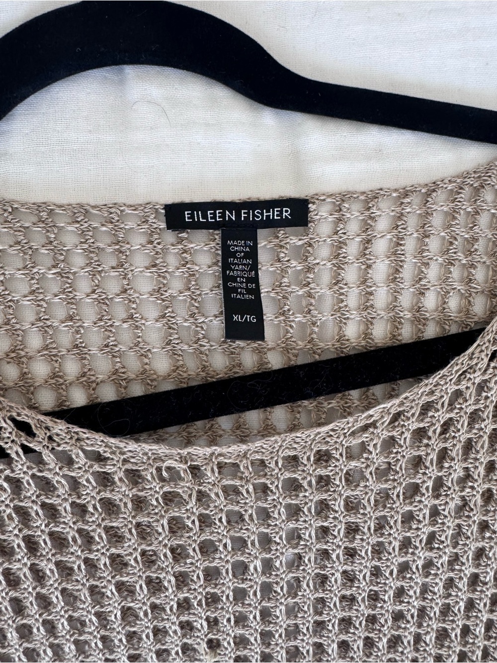 Eileen Fisher Organic Linen Bateau Neck Open Weave Sweater in Taupe - Picture 4 of 6